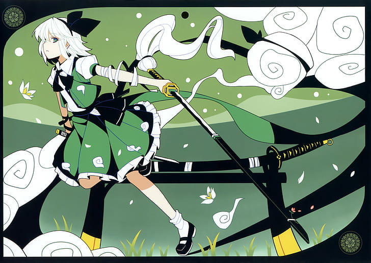 Anime Girls, Touhou, Sword, Young, anime girls, touhou, sword, young, 4660x3294, HD wallpaper