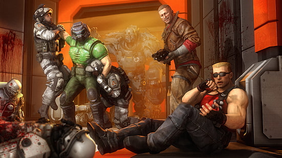 von Nukem, Wolfenstein, Doom, Doomguy, Terror Billy, BJ Blazkowicz, William Blazkowicz, HD-Hintergrundbild HD wallpaper