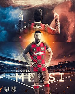 Lionel Messi, Barcelona, ​​Barcelona SC, Camp Nou, projekt graficzny, Photoshop, Paris Saint-Germain, P.S.G., Tapety HD HD wallpaper