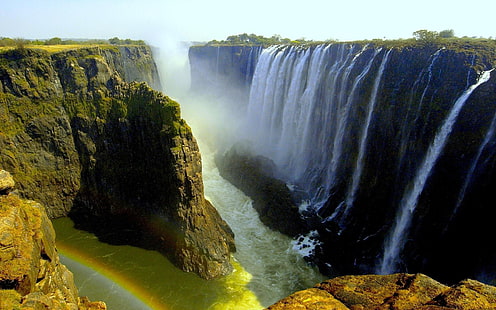 Beautiful waterfalls, Victoria Falls, Livingstone, Africa, Beautiful, Waterfalls, Victoria, Falls, Livingstone, Africa, HD wallpaper HD wallpaper