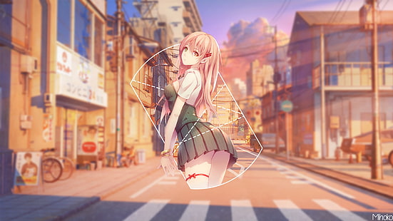 Mihoko, anime, anime girls, picture-in-picture, sfocato, Sfondo HD HD wallpaper