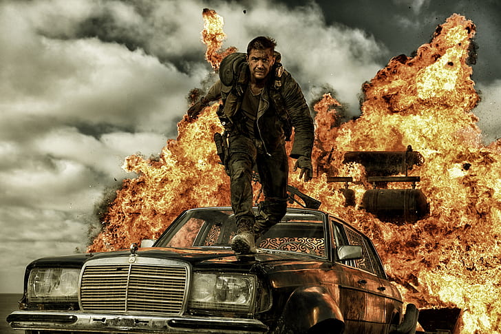 explosionen, postapokalyptisk, Tom Hardy, Mad Max, Fury Road, detta ögonblick, Road rage, HD tapet