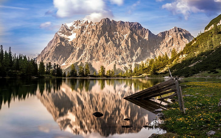 ธรรมชาติภูมิทัศน์น้ำทะเลสาบภูเขาสะท้อน, วอลล์เปเปอร์ HD