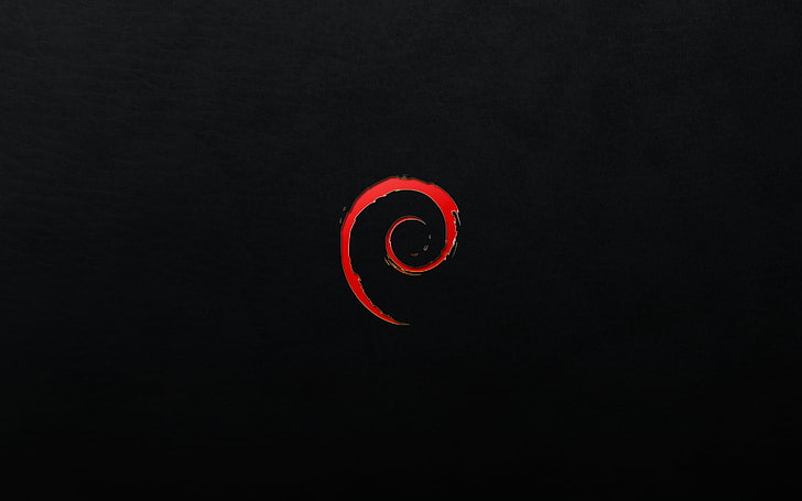 röd logotypillustration, utan titel, Linux, Debian, minimalism, röd, svart, svart bakgrund, konstverk, HD tapet