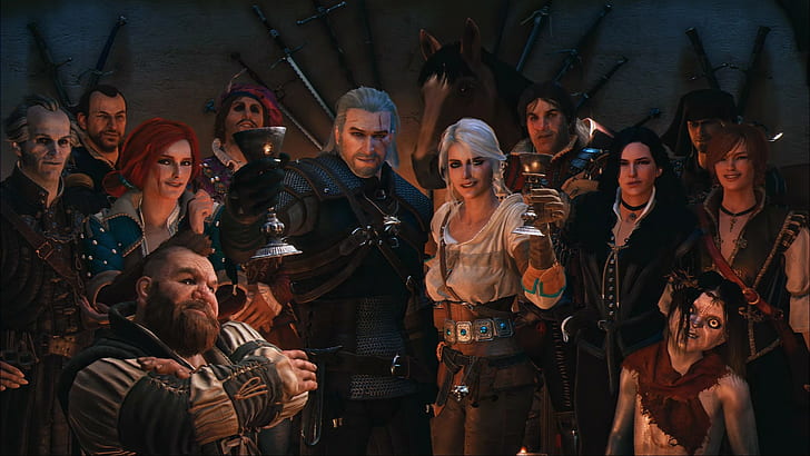 Ciri, Cirilla, Geralt von Rivia, Jaskier, Lambert, der Hexer, der Hexer 3: Wilde Jagd, Triss Merigold, Yennefer von Vengerberg, HD-Hintergrundbild