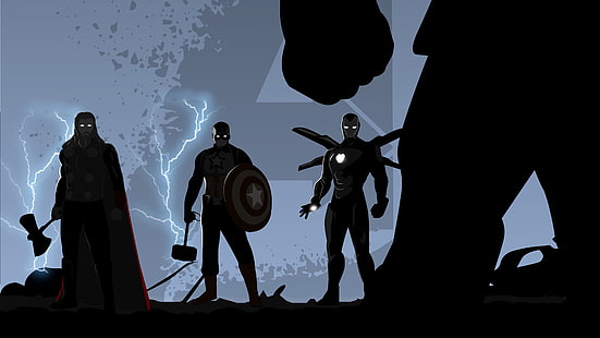 Железный Человек, Капитан Америка, Тор, Мстители, Троица, Танос, Мстители: Эндшпиль, HD обои HD wallpaper
