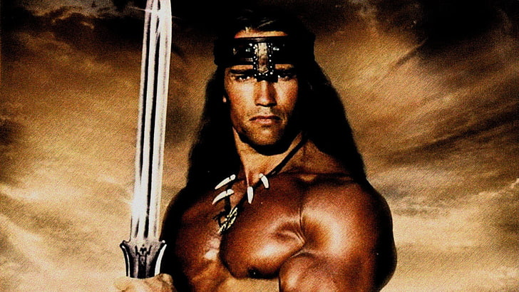 filmy, Arnold Schwarzenegger, Conan the Barbarzyńca, miecz, Tapety HD