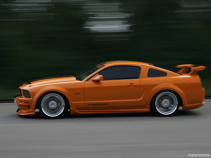 orange and black coupe die-cast model, Ford Mustang, HD wallpaper
