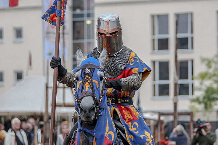 metal, horse, armor, warrior, knight, HD wallpaper