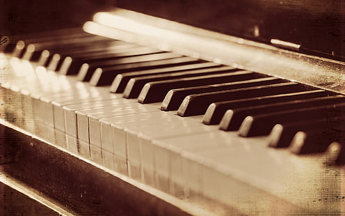 مفاتيح البيانو بالأبيض والأسود ، البيانو ، الموسيقى ، الخلفية ، الأسلوب، خلفية HD HD wallpaper