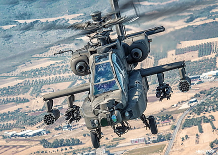 Apache, AH-64 Apache, Piloto, Chasis, Helicóptero de ataque, Cabina, ATRA, Fotografía de arte aéreo HESJA, Boeing AH-64D Apach, Sol de Grecia, Ejército Helénico, AGM-114 Hellfire, Fondo de pantalla HD HD wallpaper