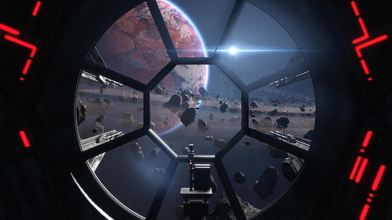 Brauner Planet, Star Wars, TIE Fighter, TIE Interceptor, Meteore, Raumschiff, Planet, HD-Hintergrundbild HD wallpaper