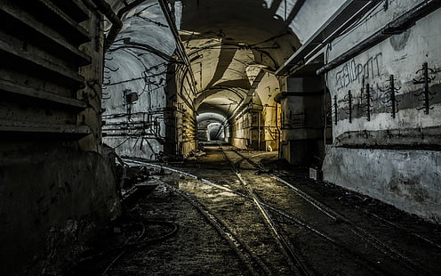 metro, Rusia, subterráneo, ferrocarril, gris, suciedad, barro, túnel, hormigón, Fondo de pantalla HD HD wallpaper