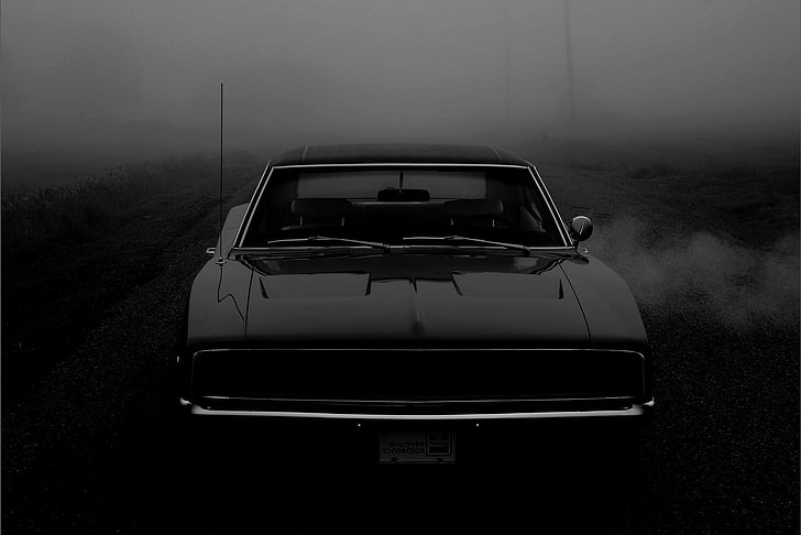 black coupe, Machine, Dodge, Charger, 1968, R/T, Muscle Car, HD wallpaper