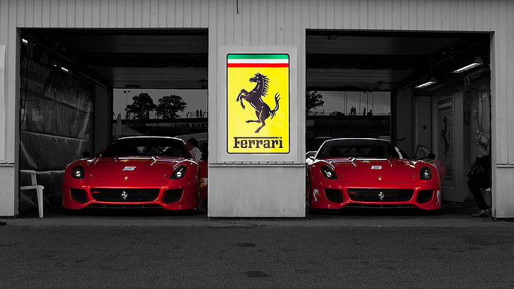 2 대의 빨간 페라리 자동차, 자동차, 이탈리아 자동차, 페라리 599XX, 자동차 경주, 차량, 빨간 자동차, HD 배경 화면