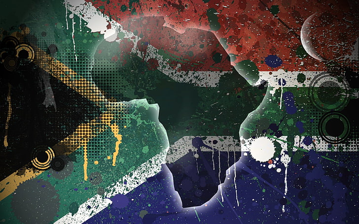 карта илюстрация, Република Южна Африка, Южна Африка, флаг, текстура, фон, цветен, HD тапет
