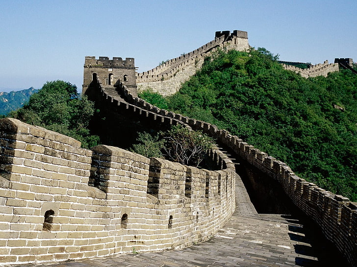 万里の長城、壁、空、草、中国、 HDデスクトップの壁紙