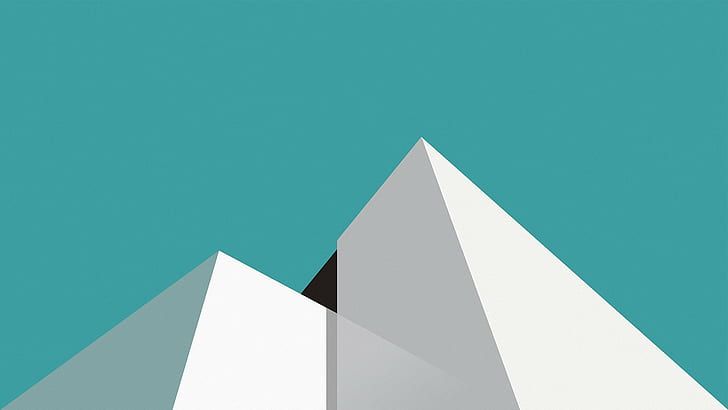 azul, minimalismo, pirâmide, branco, HD papel de parede