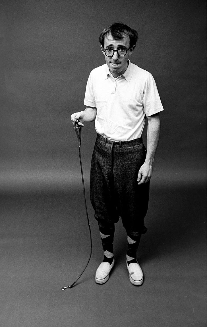 mężczyźni reżyserzy filmowi aktor Woody Allen okulary monochromatyczne proste tło vintage, Tapety HD, tapety na telefon