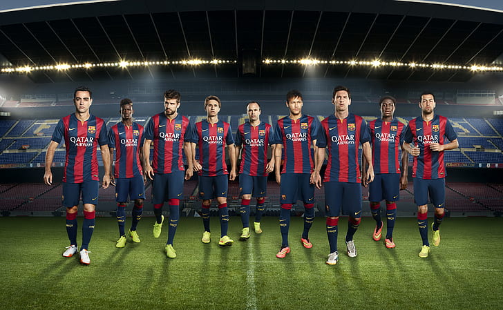 Neymar, Camp Nou, Gerard Pique, FC Barcelona, Xavier, Andres Iniesta, Lionel Messi, HD wallpaper