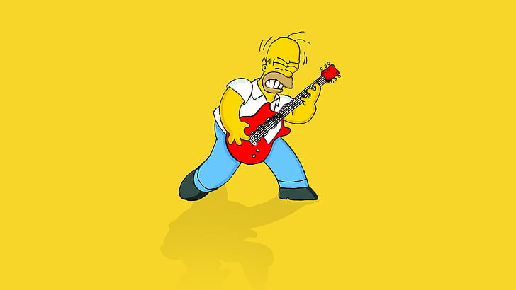 Homer The Simpsons Yellow Guitar HD, илюстрацията на Simpson, карикатура / комикс, The, Yellow, китара, Simpsons, Homer, HD тапет