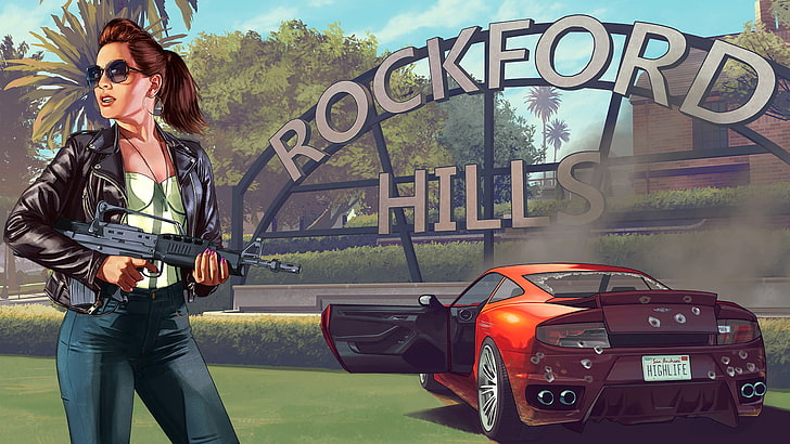 Дигитален тапет на Rockford Hills, Grand Theft Auto V, Свети Валентин, HD тапет