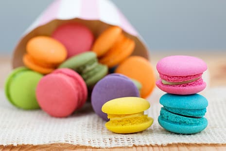bunt, Dessert, rosa, Kuchen, süß, hell, Makrone, Französisch, Macaron, HD-Hintergrundbild HD wallpaper