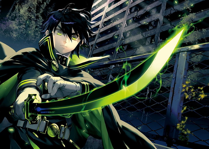 Anime Charakter trägt Umhang und hält Schwert Tapete, Anime, Seraph of the End, Yūichirō Hyakuya, HD-Hintergrundbild
