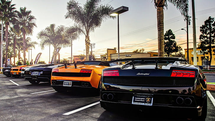 Auto, Lamborghini, Lamborghini Gallardo, Lamborghini Aventador, Lamborghini Murcielago, Parkplatz, Super Car, HD-Hintergrundbild