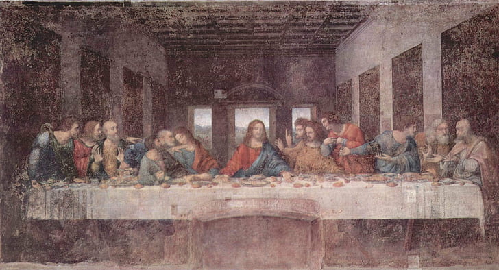 2867x1551 px, İsa Mesih, boyama, Dini, Son Akşam Yemeği, HD masaüstü duvar kağıdı
