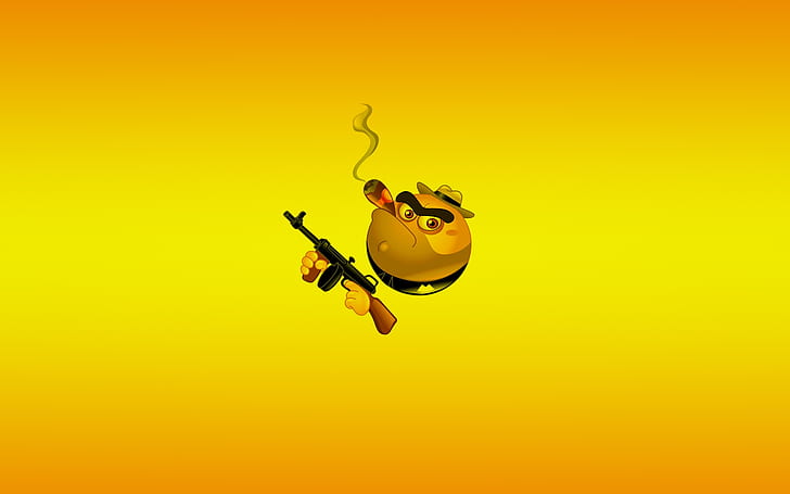Asap dan Gun, aplikasi emoji, asap, pistol, lucu, Wallpaper HD