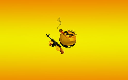 Smoke and Gun, приложение Emoji, дым, пистолет, смешно, HD обои HD wallpaper