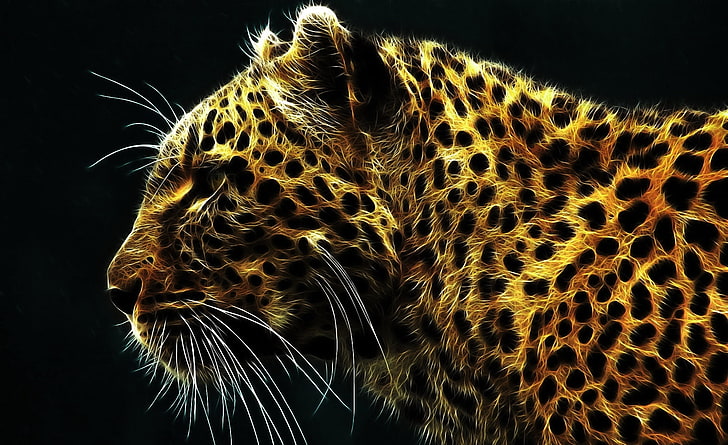 Cheetah In Fire HD Wallpaper, yellow tiger, Artistic, Abstract, cheetah, wild, animals, HD wallpaper