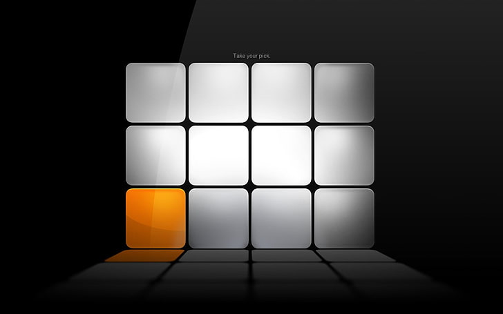 белая и оранжевая иллюстрация], оранжевый, серый, кубики, HD обои