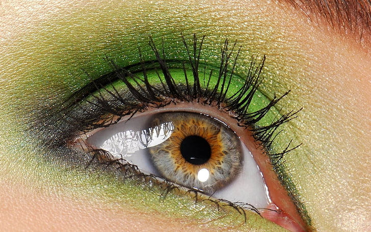 grüner Lidschatten, Augen, Wimpern, Lidschatten, Pupille, Mädchen, HD-Hintergrundbild
