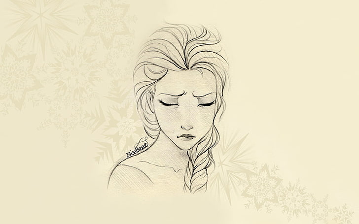 Disney Frozen Elsa artwork, drawing, Princess Elsa, Frozen (movie), animated movies, movies, HD wallpaper