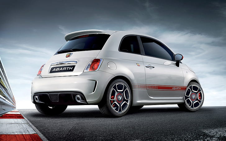 Fiat 500 Abarth Edition, silver and red abarth hatchback, Fiat 500 Abarth, Fiat 500, HD wallpaper