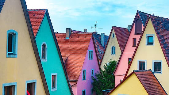 çatı, ev, Almanya, Bayern, Rothenburg-Ob-der-Tauber, HD masaüstü duvar kağıdı HD wallpaper