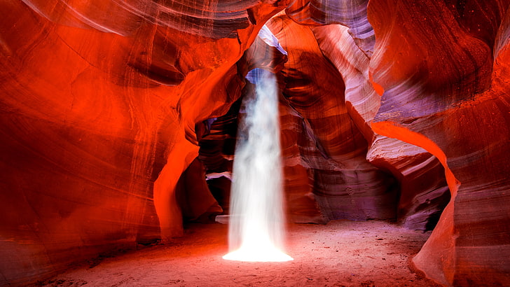 röd, orange, ljus, geologiskt fenomen, bildning, antilopkanjon, canyon, arizona, USA, navajo, slot canyon, geologi, HD tapet