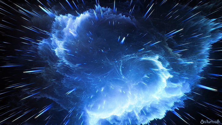 Blue explosion space nebula artwork, HD wallpaper