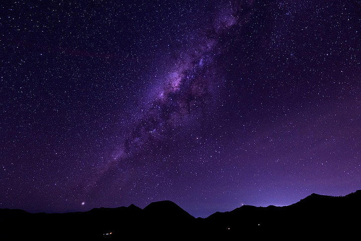 stars, landscape, silhouette, Milky Way, HD wallpaper