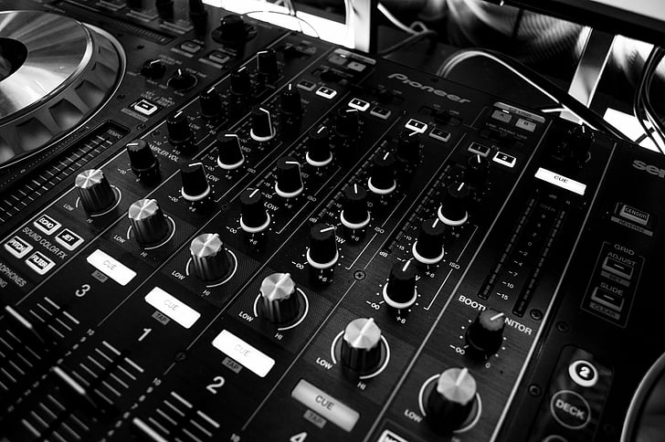 Musik, Mixer, Audio, Schwarzweiß, DJ, Panel, HD-Hintergrundbild