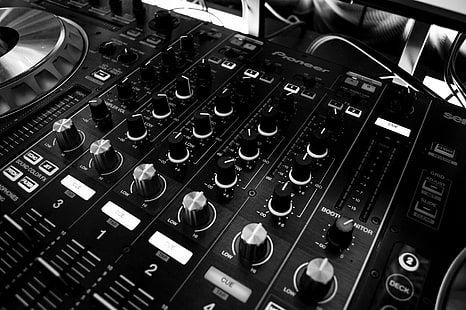 Musik, Mixer, Audio, Schwarzweiß, DJ, Panel, HD-Hintergrundbild HD wallpaper