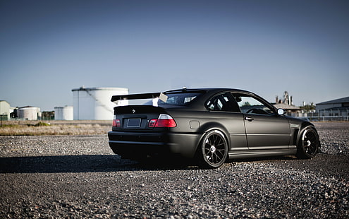 e46, BMW, BMW M3, черен, спортен автомобил, автомобил, Michelin, превозно средство, черни автомобили, HD тапет HD wallpaper