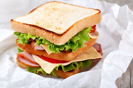 поджаренный хлеб с ветчиной и сыром, еда, бутерброды, HD обои HD wallpaper