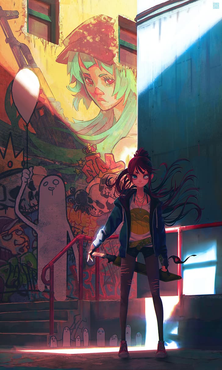 アニメの女の子 ストリートアート モダン グラフィティ Hdデスクトップの壁紙 Wallpaperbetter