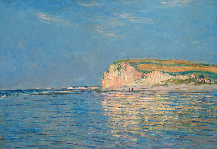 krajobraz, obraz, Claude Monet, Odpływ w Purvile, Tapety HD
