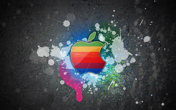 czerwone, zielone i niebieskie logo Apple, Apple, Mac, Tapety HD