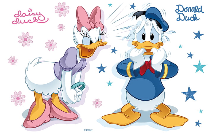 Kaczor Donald i Kaczka Daisy Disney Cartoon Napięte chwile Tła pulpitu 380 × 2400, Tapety HD