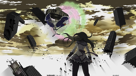 мультипликационный персонаж Махоу Шоуджо Мадока Магика, Акеми Хомура, HD обои HD wallpaper